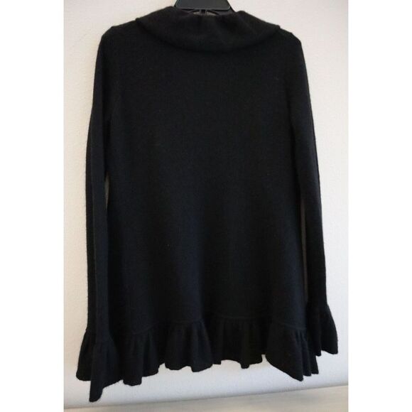 Minnie Rose H0359C9 Women's Sz S Black Cashmere Open Front Ruffled Cardigan - Picture 2 of 6